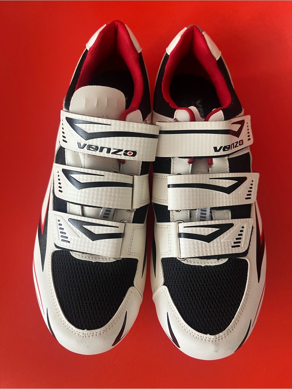 Men's White Black Red Cycling Shoes